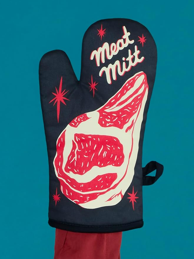Blue Q Meat Mitt- Funny Oven Mitts - Cute Oven Mitts, Home Kitchen Gifts, Cooking Accessories, Super-Insulated Quilting, Comfy Natural-Fitting Shape, Pot Holders, 100% Cotton, Size 12.5" L x 7.5" W