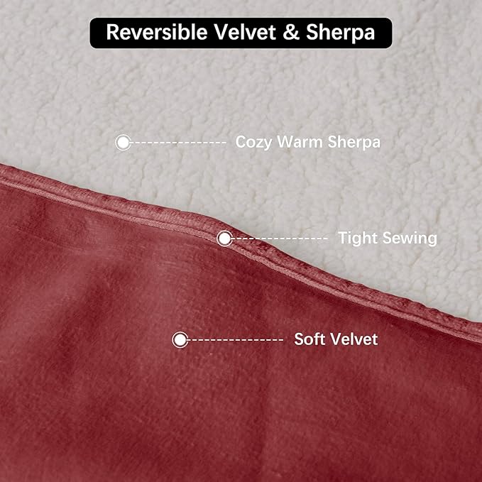 Bigbeer Waterproof Dog Blankets for Small Dogs, Washable Pet Blanket for Indoor Cats, Plush Sherpa Puppy Throw Furniture Protector for Bed Couch Sofa(25"x35",S,Burgundy Red)