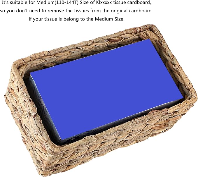 Sumnacon Tissue Box Cover Water Hyacinth Tissue Box Rectangular Tissue Holder Woven Tissue Cover Wicker Tissue Box Holder for Bathroom Toilet Table Desk Home Office Car