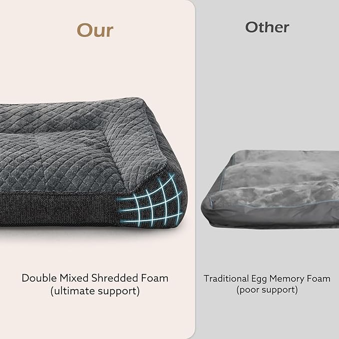 JOEJOY Orthopedic Dog Bed Medium Sized Dogs, Extra Thick Supportive Big Dog Couch Bed with Sides, Ultra Soft Pet Bed Sofa, Grey, 35''x25''