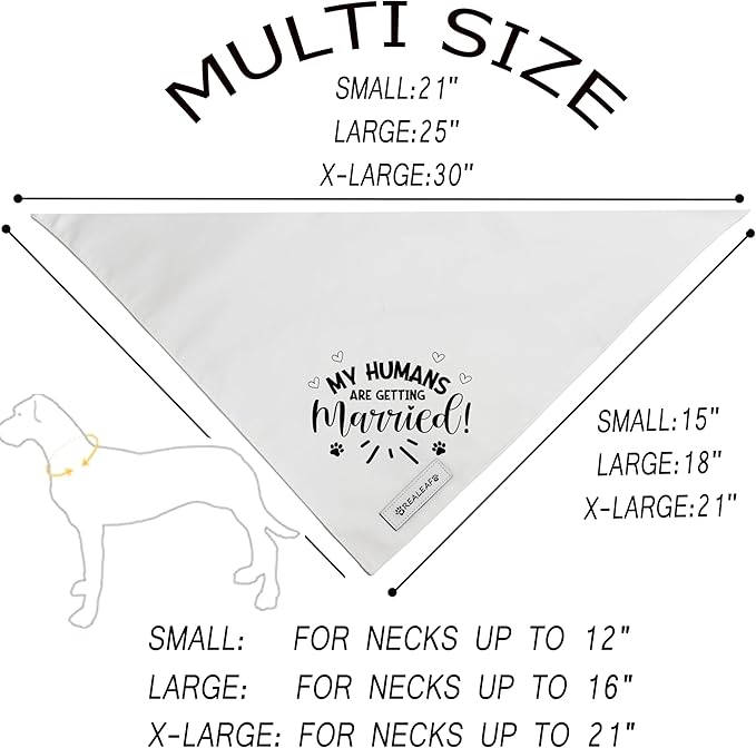 Realeaf My Humans are Getting Married Dog Bandana,Wedding Outfit for Boy and Girl, Premium Durable Fabric, Engagement Announcement for Large and XLarge Dogs (Small)