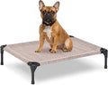 PVY Elevated Dog Bed for Outdoor, Medium Raised Dog Cot with Washable Mesh, Cooling Pet Cot Chew Proof for Outside Camping, 32"x25" Grey