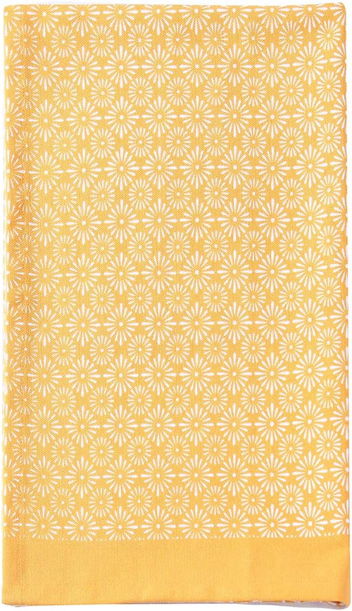 ACCENTHOME Cotton Dish Towels - Absorbent Multi Purpose Kitchen Towel Set of 4, Geometric Print Yellow, 20x28