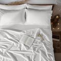 LBRO2M 100% Linen Sheet Set Full Size, Bed Sheets 6 Piece Sets,Solid Color Natural Flax Bed Sheets Soft Breathable Bedding,16" Deep Pocket,All Season (Full, White)