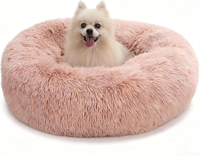 Aofast Calming Dog & Cat Bed for Extra Large Small Medium Sized Pet, Donut Washable Comfort Fluffy Warm Round Mat for Puppy Kitten, 8 Size Essentials Furniture Supplies Indoor