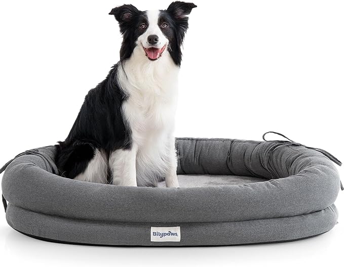 bilypaws Orthopedic Dog Bed for Large Dogs, Pet Sofa Bed with Egg Crate Foam, 4-Sided Bolster, Removable Washable Cover & Anti-Slip Bottom, X-Large Dark Gray