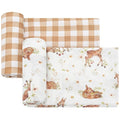 LifeTree Baby Swaddle Blankets, Boys Girls Muslin Swaddling Wrap Receiving Blanket for Newborn, 70% Viscose from Bamboo and 30% Cotton, Large 47" x 47", Deer and Checkered