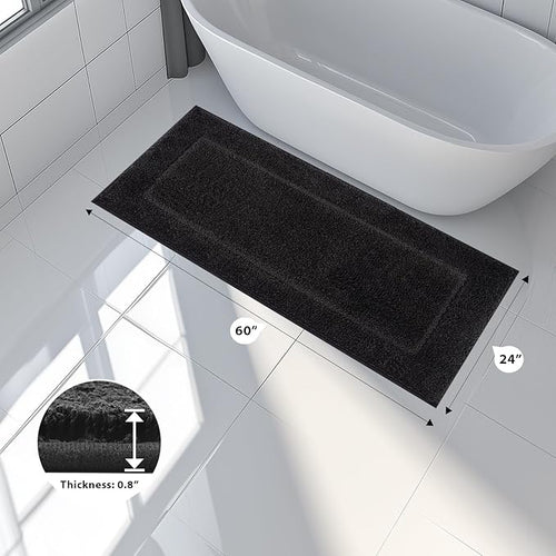 anllugs Bathroom Rugs 24" x 60", Non-Slip Extra Soft Absorbent Bath Rugs, Machine Washable Quick Dry Bath Mats for Bathroom Floor, Shower, Bathtub and Sink, Black