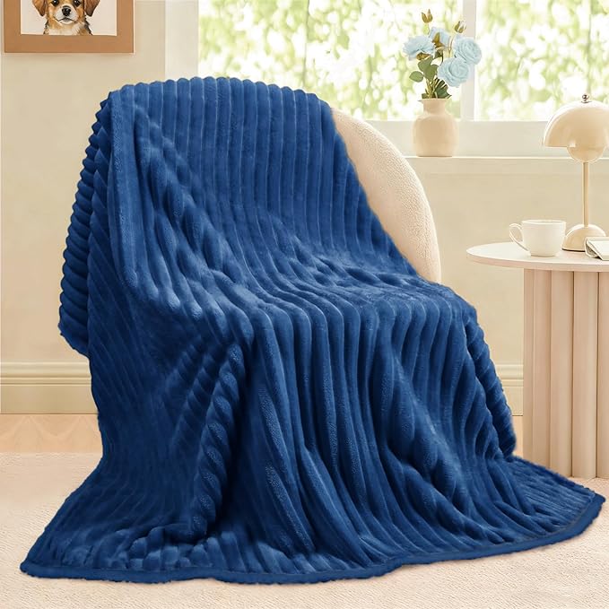 Luciphia Waterproof Dog Blanket for Small Puppy Ultra-Soft Calming Cut Pile Flannel Throw Durable & Warm Furniture Protection for Couch Car Pet Cat Blanket Machine Washable Deep Navy,S(40''x28'')
