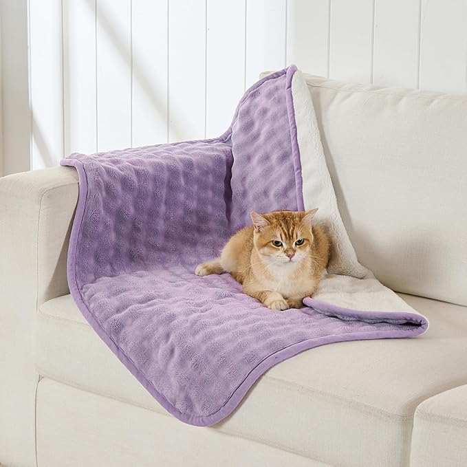 Yaning Waterproof Blanket for Bed Couch Sofa Car, Soft Leakproof Dog Blanket with 3D Bubble Pattern, Reversible Water Proof Pet Blankets for Dogs Cats Puppies (30"x40", Dusty Purple)