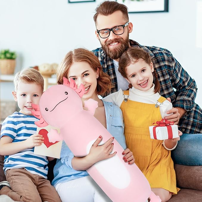 Dalmao 36" Giant Pink Axolotl Stuffed Animal, Cute Soft Long Axolotl Plush Large Body Pillow Big Squishy Plushies Toy, Gift for Kids, Boys, Birthdays