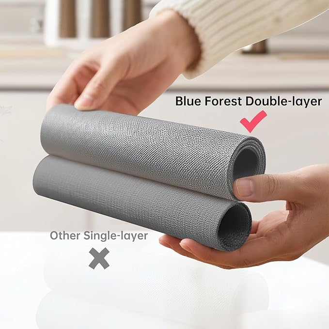 Blue Forest | Rectangular Faux Linen Placemats Set of 6 | Dual- Layered Thickened for Durability | Heat Resistant | Machine Washable | Wrinkle Free for Easy Care Indoor/Outdoor Use - Light Grey