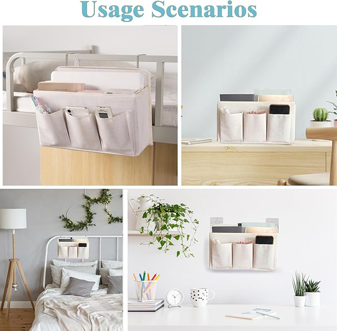 Someteth Wall Hanging Organizer Bag/Hanging Baskets with Large Mesh Compartment & 3 Pockets，Over the Door Organizer Space Saving Storage for Bedroom,RV Camper, Closet (White- 1 Pack)