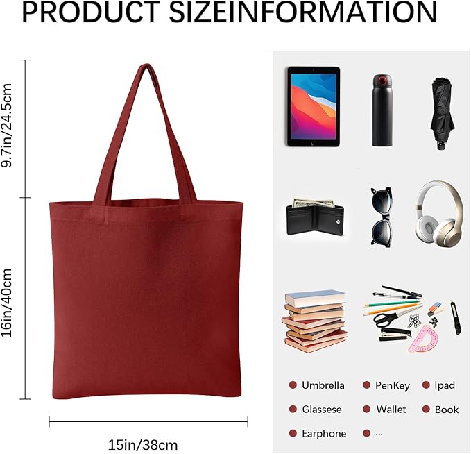 OKBA 10-Pack Blank Reusable Grocery Shopping Cloth Bags canvas tote bags Bulk DIY custom