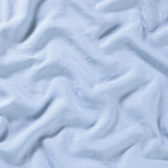 Sijo Stone Washed Organic French Linen Bed Sheet Set, GOTS Certified Organic, Best Cooling Linen Sheet Award by Sleep Foundation, 1 Flat Sheet Only (Sky, Full/Queen)
