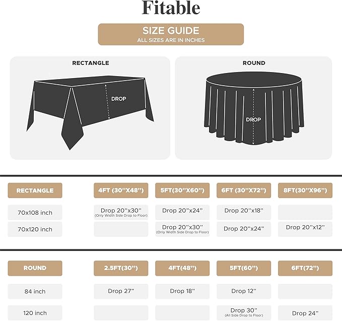 Fitable 8 Pack Round Tablecloths: Stain Resistant Wrinkle Free Circle Table Clothes, Washable Reusable Polyester Table Covers for Wedding Christmas Party Birthday Banquet Reception(Red, 120 Inch)