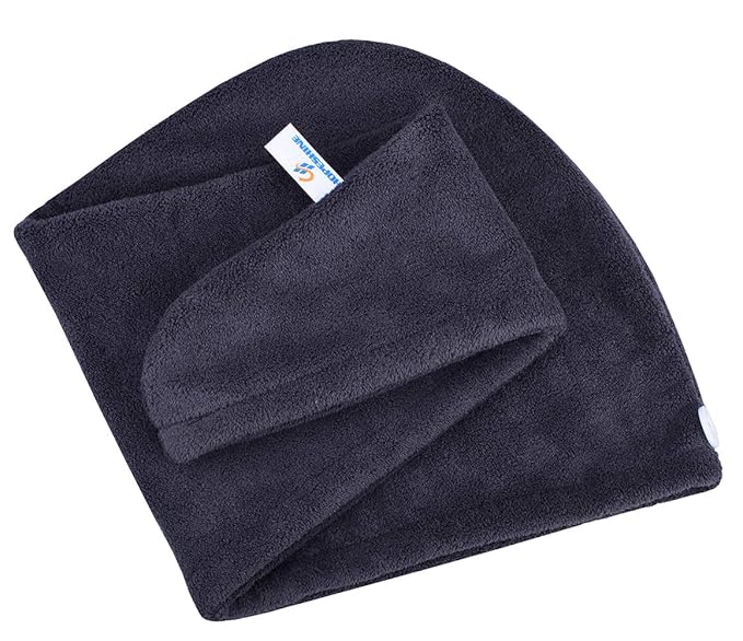 HOPESHINE Hair Drying Towel Twist Women's Soft Shower Microfiber Towels for Hair Turban Wrap Fast Drying Ultra Absorbent Cap Great Gift for Women (3-Pack Dark Grey+Grey+ Sky Blue)