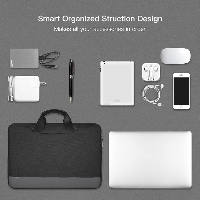 11.6-12.9 Inch Waterproof Laptop Bag Sleeve for Women Men Business Briefcase with Organizer for Acer Chromebook Spin 311, Lenovo Chromebook C330, Samsung Chromebook 4, HP ASUS Dell Surface Case, Black
