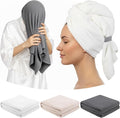 Breling Gray 3 Pack Large Microfiber Hair Towel 24 x 38 Inch Absorbent Wrap Turban Quick Dry for Women Men Curly Hair Shower