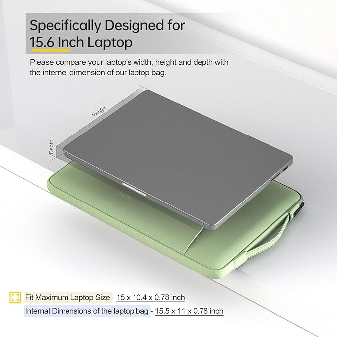 16 inch Laptop Sleeve for Lenovo Yoga 7i 16"/ Lenovo Slim Laptop/ThinkPad E16/ ThinkBook, Dell Inspiron 16 Plus Carrying Case Bag, Green