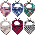 Remifa Dog Bandanas - 6PCS Birthday Gift Washable Green Black Blue Red Square Plaid Printing Christmas Dog Bib Double Reversible Kerchief Scarf Adjustable Accessories for Small to Large Dog Puppy Cat