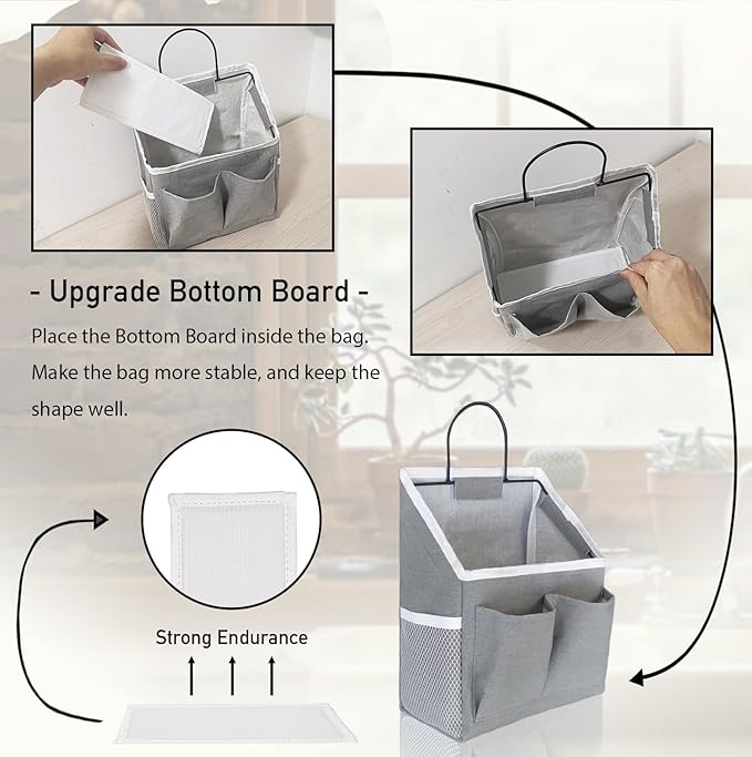 Kanrichu 2pcs Wall Hanging Baskets for Organizing, Wall Hanging Storage Bag as Over the Door Organizer, Wall File Organizer, Rv Storage and Organization. For Bedroom, Office, Camper (Gray)