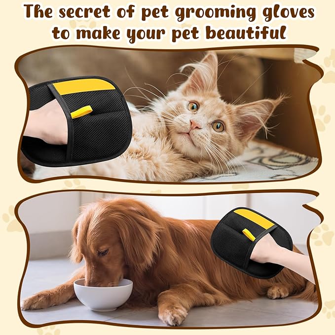 KLIFE Magic Brush Pet Hair, Newly Upgraded Reusable Electrostatic Pet Hair Remover Glove, Cat & Dog Hair Remover for Couch Furniture, Carpet, Curtain, 2Pcs