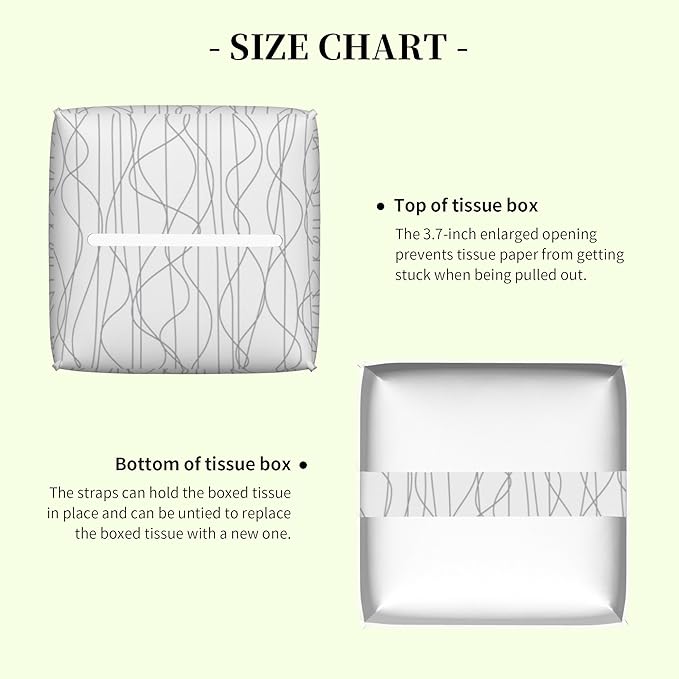 Grey Wavy Striped Tissue Box Cover,Abstract Wavy Line Waterproof Leather Square Tissue Box Cover Case Facial Paper Organizer Dispenser Box Holder for Home Office Bathroom Vanity Countertop