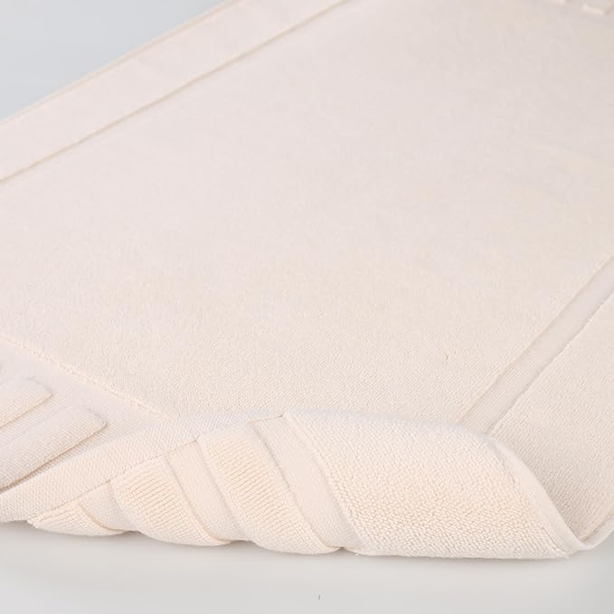 Superior 100% Cotton Bathmat Set, Bath Mat, Bathroom Decor, Shower, Bathtub Essentials, Home Accessories, Washable Rug, Absorbent, Quick Dry, Leo Collection, Set of 2, 22" x 35", Ivory