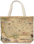Xplorer Maps Canvas Tote Bag with Handles, Cloth Grocery Shopping Bag, Reusable & Eco-friendly Bag, 100% Cotton, Washable