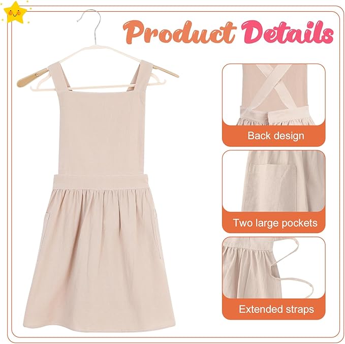Kids Pinafore Apron, Cross Back Apron, Japanese Style Bib Aprons Home Clothes