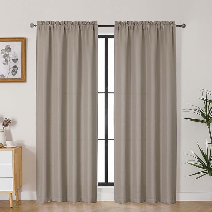 Lecloud Bessie Stone Curtains for Living Room Decor 78 Inches Long 2 Pcs, Privacy Airy Window Treatments Bedroom Curtains, Dual Rod Pocket Light Filtering Drapes for Living Room, Each 40" W x 78" L