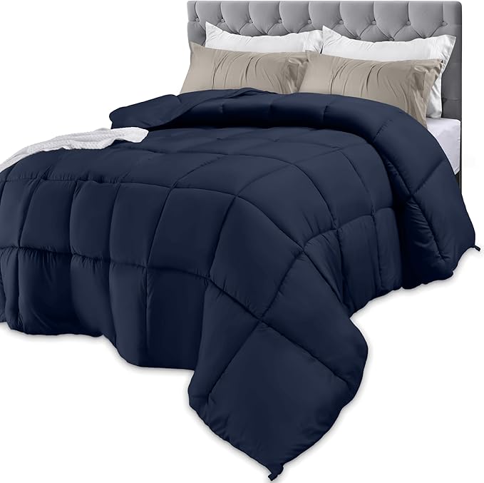 Utopia Bedding Comforters Twin Size, All Season Duvet Insert, Down Alternative Box Stitched Bed Comforter with Corner Tabs, Machine Washable (Navy)