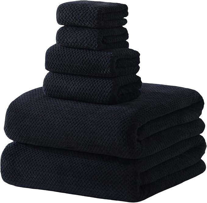 Akzpe 40x80 Inches Bath Sheets Towels for Adults Oversized Bath Towels Extra Large Luxury Super Soft Absorbent Quick Dry Microfiber (Black,6PCS)