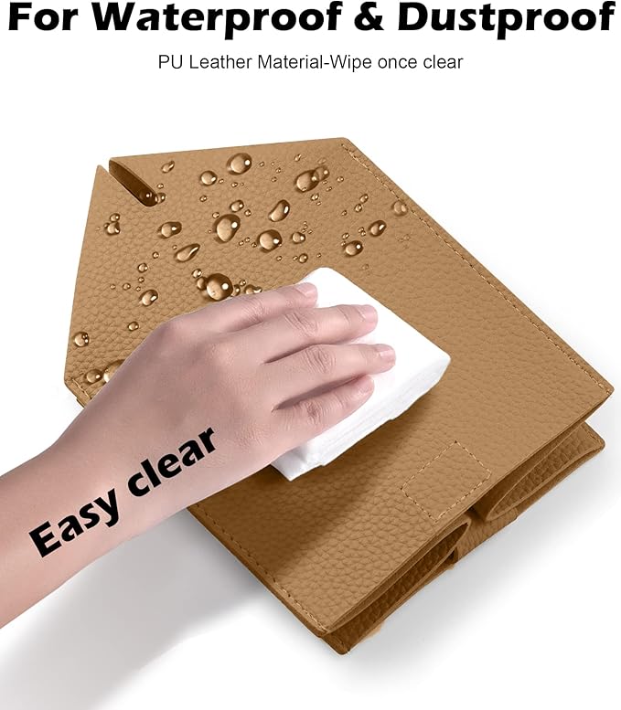Tclouda Tissue Box Cover for PU Leather, Modern Simple Solid Color Holder Square Tissue Bag, Ideal for Bathrooms,Office,Car,Nightstand,Outdoor Tent,Dining Table,5"X5"X5", Double Bronze