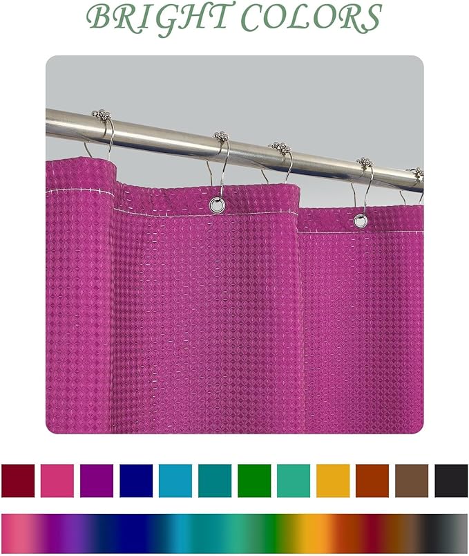 ggaimwf 72x72 Inch Solid Color Shower Curtain for Bathroom Waffle Bath Water Resistant Fabric Curtains Purple Modern Thick Shower Stall Curtain with Metal Hooks