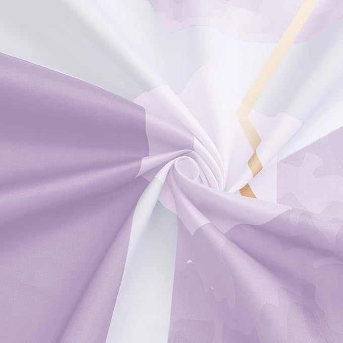 Litabel Modern Long Shower Curtain for Bathroom, Lavender Purple Geometric Art Decor Waterproof Bath Curtain, Abstract Fabric Shower Curtain Sets for Home Decor, 72x78 Inch