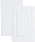 Casual Living White Cotton Bath Mats, Set of 2 Towel Mats for Bathroom Floor, Banded Absorbent Cotton Bath Rugs, Washable, Bathroom Accessories, 34-inch x 21-inch, White