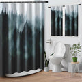 Culudea Misty Mountain Tree Green Spring Waffle Textured Cloth Shower Curtain Set, Fog Forest Nature Vintage Bathroom Window Waterproof Shower Curtains for Bathroom Decor