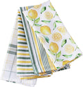 ACCENTHOME Lemon Yellow Printed Cotton Kitchen Towel Set - Absorbent Multi Purpose Kitchen Linen - 4 Drying Dish Hand Towels 20x28