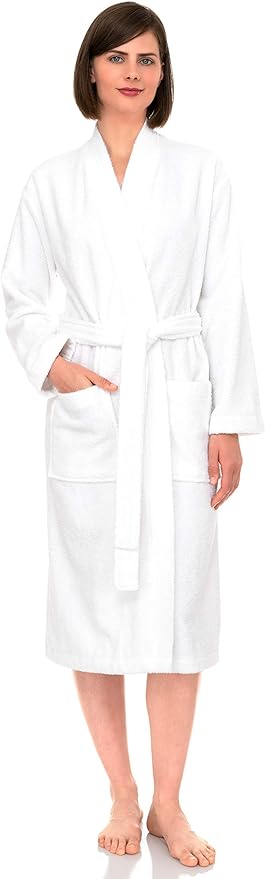 TowelSelections Womens Robe Cotton Kimono Bathrobe for Women Knee Length Terry Cloth Towel Robes for Women XS to 4X