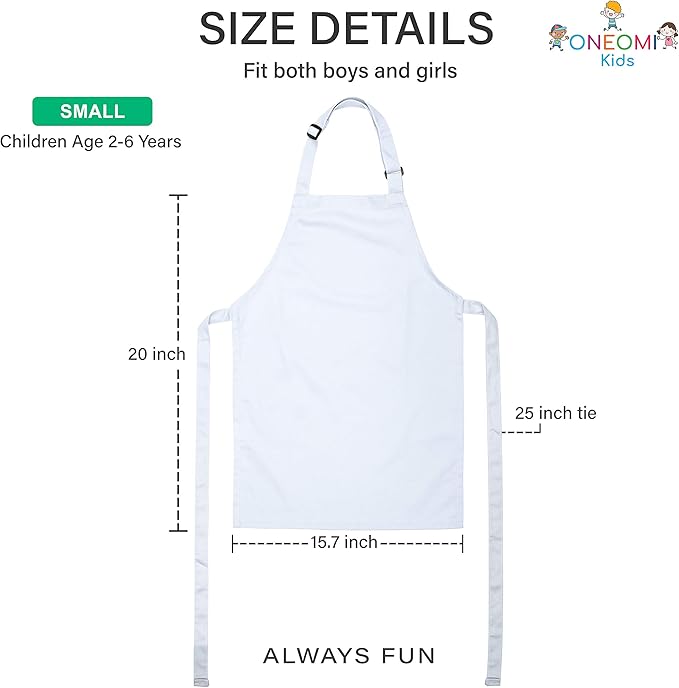 Kids Apron, Small, 100% Cotton With An Adjustable Strap to fit All Ages