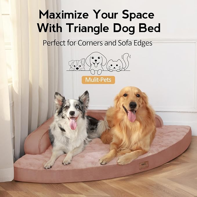MEKIY Large Dog Bed - XL Orthopedic Egg-Crate Memory Foam Dog Beds with Removable Washable Cover, Waterproof Pet Beds with Non-Slip Bottom, Pink