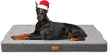 Patas Lague Orthopedic Jumbo Dog Bed for Large Sized Dog 56''X40'', Soft Waterproof Egg Crate Foam Large Pet Crate Beds Mat with Removable Washable Cover and Non-Slip Bottom, Light Grey
