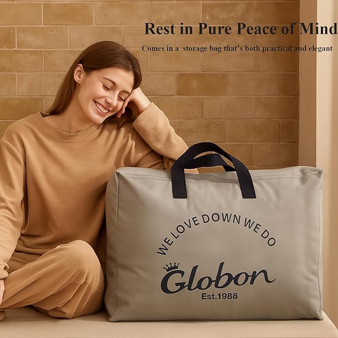Globon Winter White Goose Down Comforter King Size,Down Duvet Insert, 800 Fill Power, 420 Thread Count,Ultra Soft Noiseless Shell with Corner Tabs, White