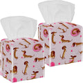 Set of 2 Tissue Box Cover, Cute Dog Dachshund Tissue Box Holder, Facial Napkin Dispenser for Bathroom Kitchen Bedroom Office Hotel