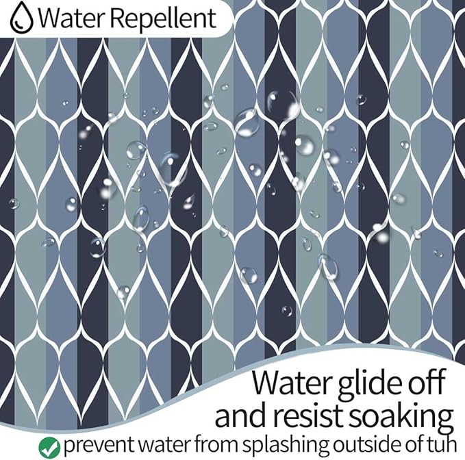 MCCKTIU Blue Shower Curtain Modern Bathroom Shower Curtain Waterproof Fabric Machine Washable Shower Curtain Set 72 x 72 Inches