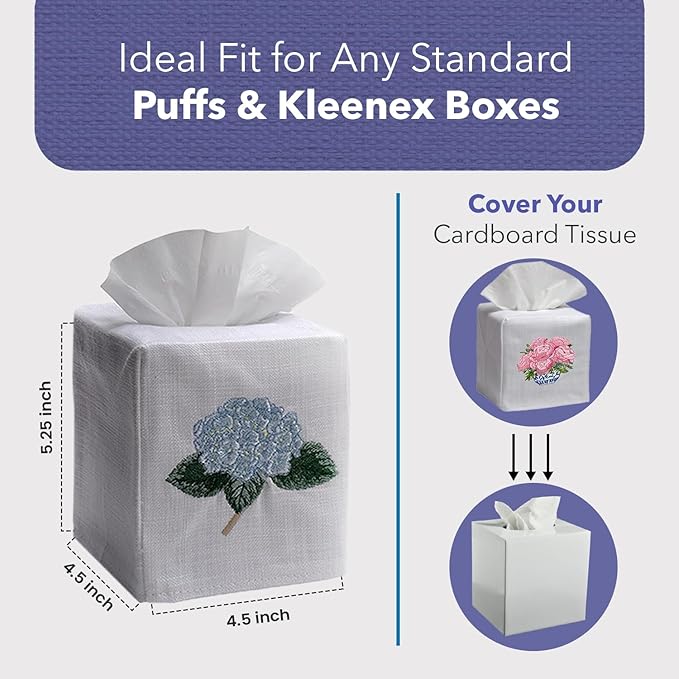 Jacaranda Living Square Tissue Box Cover, Linen/Cotton Fabric Tissue Holder, Decorative Cloth Tissue Cube Cover Animal Designs Lamb & Wreath