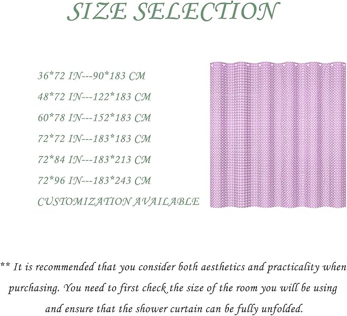 ggaimwf 60x72 Inch Solid Color Shower Curtain for Bathroom Waffle Bath Water Resistant Fabric Curtains Lilac Pink Modern Thick Shower Stall Curtain with Metal Hooks