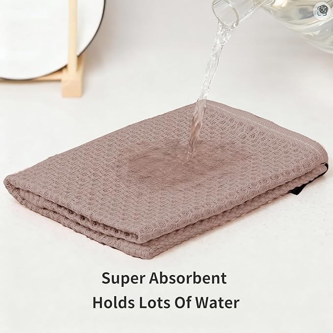 LikGuest Honeycomb Cotton Dish Cloths 6 Pack,12x12 Inch – Super Absorbent, Quick-Dry & Reusable Kitchen Cleaning Cloths, Lint-Free Washable Towels for Dishes, Glass & Household Use(Coffee Brown)